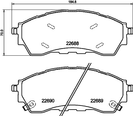 HELLA Brake pad set - T2860 - for e.g. FORD 8DB355040-401