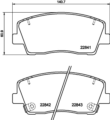 HELLA Brake pad set - T2803 - for e.g. KIA 8DB355039-921