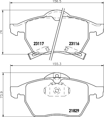 HELLA Brake pad set - T1112 - for e.g. SAAB 8DB355008-041