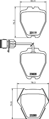 HELLA Brake pad set - T1183 - for e.g. AUDI 8DB355008-791