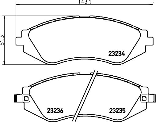 HELLA Brake pad set - T3106 - for e.g. CHEVROLET / DAEWOO / HOLDEN 8DB355017-141