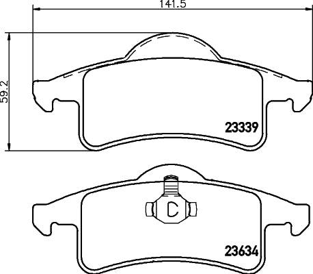 HELLA Brake pad set - T1297 - for e.g. JEEP 8DB355009-891