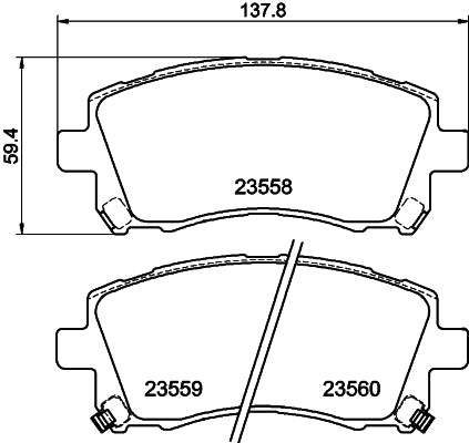 HELLA Brake pad set - T3125 - for e.g. MITSUBISHI / SUBARU / TOYOTA 8DB355017-291