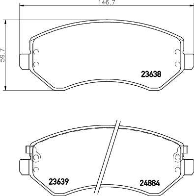 HELLA Brake pad set - T1314 - for e.g. CHRYSLER / DODGE / JEEP 8DB355010-051
