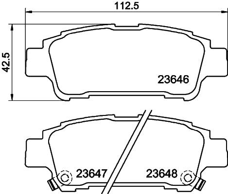 HELLA Brake pad set - T1343 - for e.g. TOYOTA 8DB355010-311