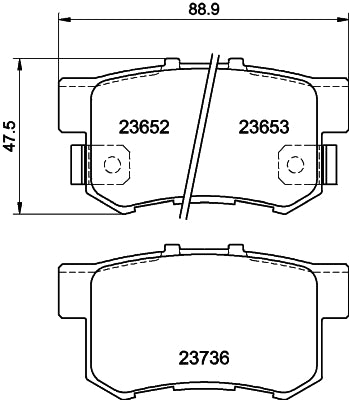 HELLA Brake pad set - T1263 - for e.g. ACURA / HONDA 8DB355009-581