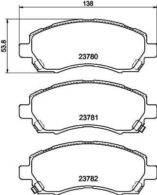 HELLA Brake pad set - T1320 - for e.g. SUBARU 8DB355010-121