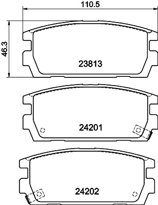 HELLA Brake pad set - T1498 - for e.g. HAWTAI MOTOR / HYUNDAI 8DB355011-841