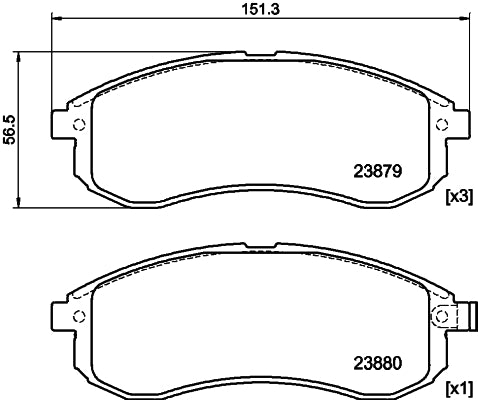 HELLA Brake pad set - T1338 - for e.g. MITSUBISHI 8DB355010-281