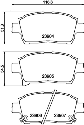 HELLA Brake pad set - T1404 - for e.g. BYD / GEELY / TOYOTA 8DB355010-901