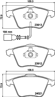 HELLA Brake pad set - T2084 - for e.g. AUDI / SEAT / VOLKSWAGEN 8DB355015-971