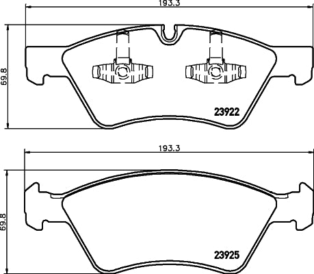 HELLA Brake pad set - T1516 - for e.g. MERCEDES-BENZ 8DB355012-011