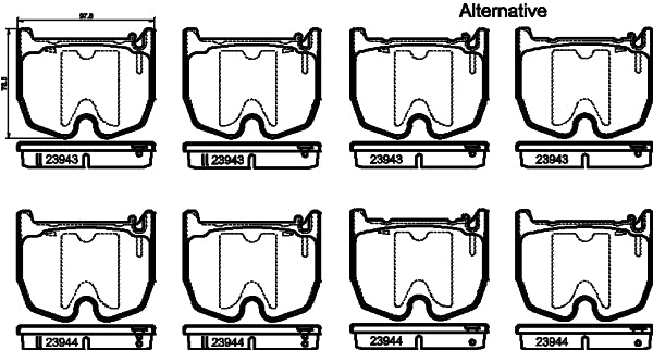 HELLA Brake pad set - T1353 - for e.g. MERCEDES-BENZ 8DB355010-381
