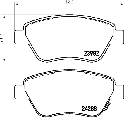 HELLA Brake pad set - T1647 - for e.g. FIAT / OPEL / VAUXHALL 8DB355012-831