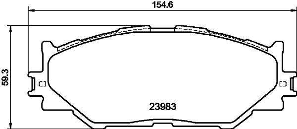 HELLA Brake pad set - T1541 - for e.g. LEXUS 8DB355012-241