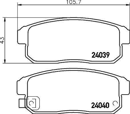 HELLA Brake pad set - T1403 - for e.g. MAZDA / NISSAN 8DB355010-891