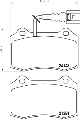 HELLA Brake pad set - T1490 - for e.g. SEAT 8DB355011-741