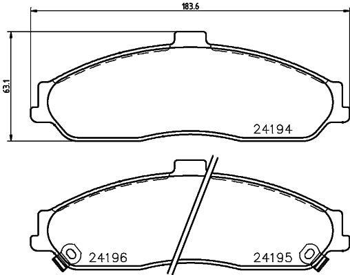 HELLA Brake pad set - T1621 - for e.g. CADILLAC / CHEVROLET / FORD 8DB355012-561