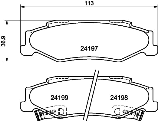 HELLA Brake pad set - T1685 - for e.g. CADILLAC / CHEVROLET 8DB355013-191