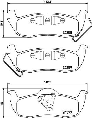HELLA Brake pad set - T1535 - for e.g. JEEP 8DB355012-181