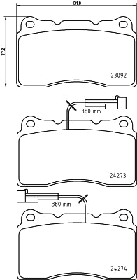 HELLA Brake pad set - T1548 - for e.g. ALFA ROMEO 8DB355012-291