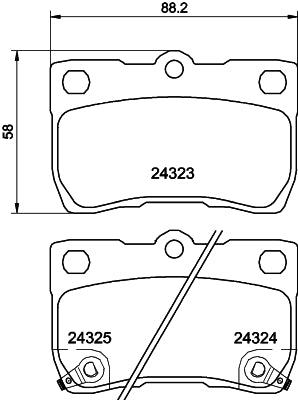 HELLA Brake pad set - T1593 - for e.g. LEXUS / TOYOTA 8DB355006-971