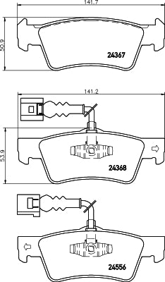 HELLA Brake pad set - T1609 - for e.g. VOLKSWAGEN 8DB355012-441