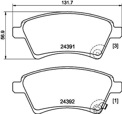 HELLA Brake pad set - T1616 - for e.g. FIAT / SUZUKI 8DB355012-511