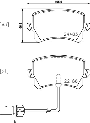 HELLA Brake pad set - T2454 - for e.g. AUDI Q3 (8UB, 8UG) RS 2.5 quattro 8DB355023-031