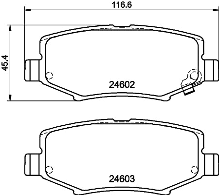 HELLA Brake pad set - T1822 - for e.g. DODGE / JEEP 8DB355014-381