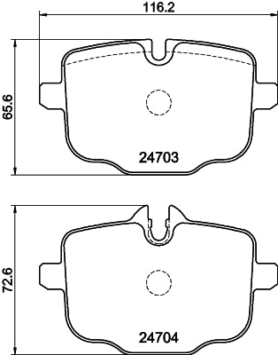 HELLA Brake pad set - T1819 - for e.g. BMW 8DB355014-361