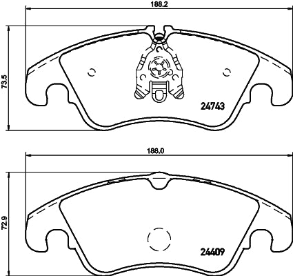 HELLA Brake pad set - T1748 - for e.g. AUDI 8DB355013-751