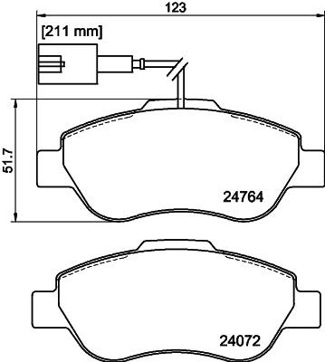 HELLA Brake pad set - T2215 - for e.g. FIAT / FORD 8DB355019-921