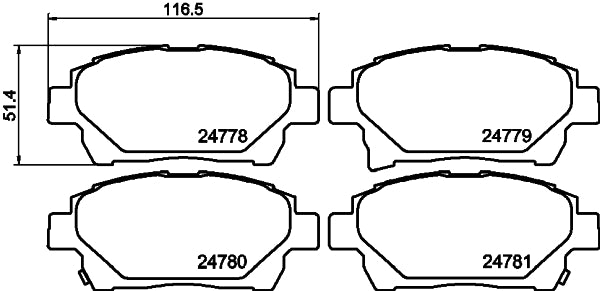 HELLA Brake pad set - T1852 - for e.g. ASTON MARTIN / SCION / TOYOTA 8DB355014-601