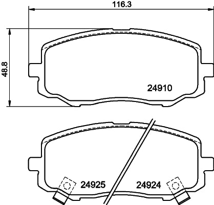 HELLA Brake pad set - T1907 - for e.g. HYUNDAI 8DB355014-901