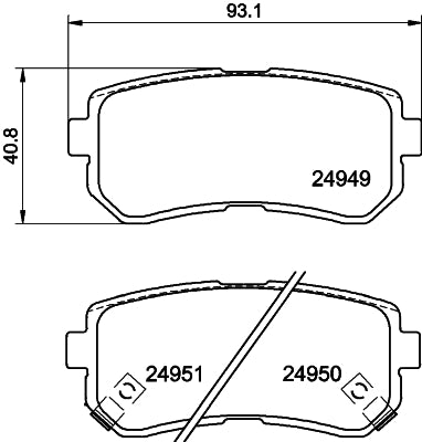 HELLA Brake pad set - T1908 - for e.g. HYUNDAI 8DB355014-911