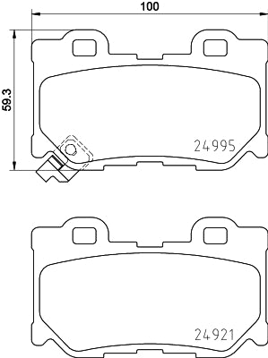 HELLA Brake pad set - T1993 - for e.g. INFINITI / NISSAN 8DB355015-421