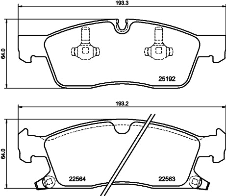 HELLA Brake pad set - T3164 - for e.g. JEEP 8DB355039-961
