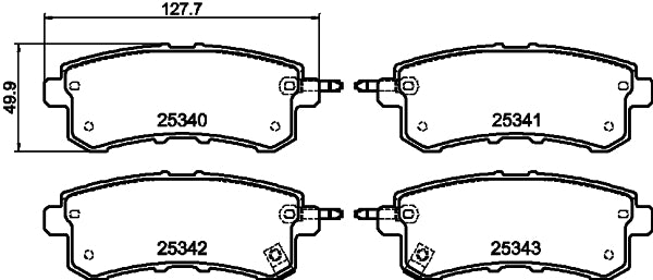 HELLA Brake pad set - T2045 - for e.g. INFINITI / NISSAN 8DB355019-541