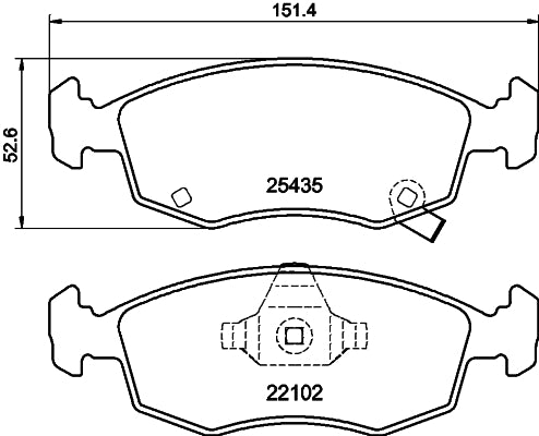 HELLA Brake pad set - T2402 - for e.g. FIAT 8DB355021-751