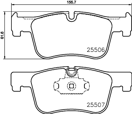 HELLA Brake pad set - T2164 - for e.g. BMW 8DB355019-771
