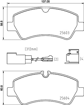 HELLA Brake pad set - T2574 - for e.g. FORD 8DB355025-161