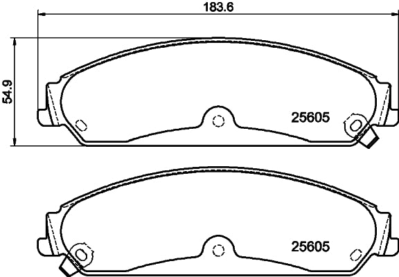 HELLA Brake pad set - T2208 - for e.g. CHRYSLER / DODGE / LANCIA 8DB355020-541