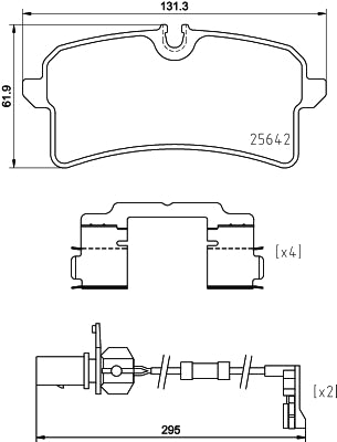 HELLA Brake pad set - T2485 - for e.g. AUDI 8DB355025-291