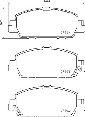HELLA Brake pad set - T2332 - for e.g. HONDA 8DB355021-471