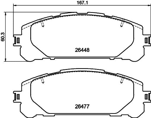 HELLA Brake pad set - T2943 - for e.g. TOYOTA 8DB355043-871