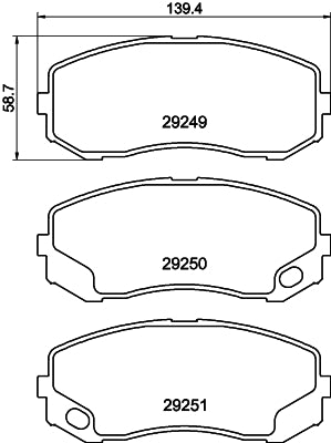 HELLA Brake pad set - C7004 - for e.g. MITSUBISHI 8DB355005-581