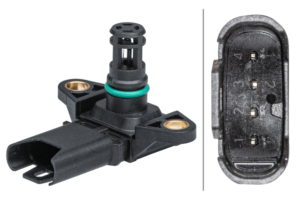 HELLA Sensor, intake manifold pressure - 4-pin connector - Bolted 6PP009403-241