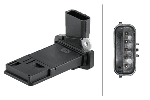 HELLA Mass Air Flow Sensor - 5-pin connector - Bolted 8ET358095-581