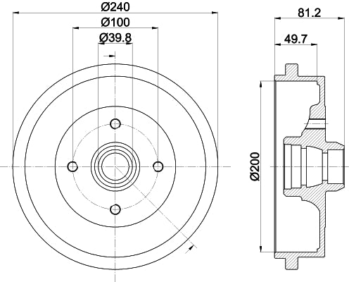 HELLA Brake Drum - 63912 - for e.g. AUDI / SEAT / SKODA / VOLKSWAGEN 8DT355301-701